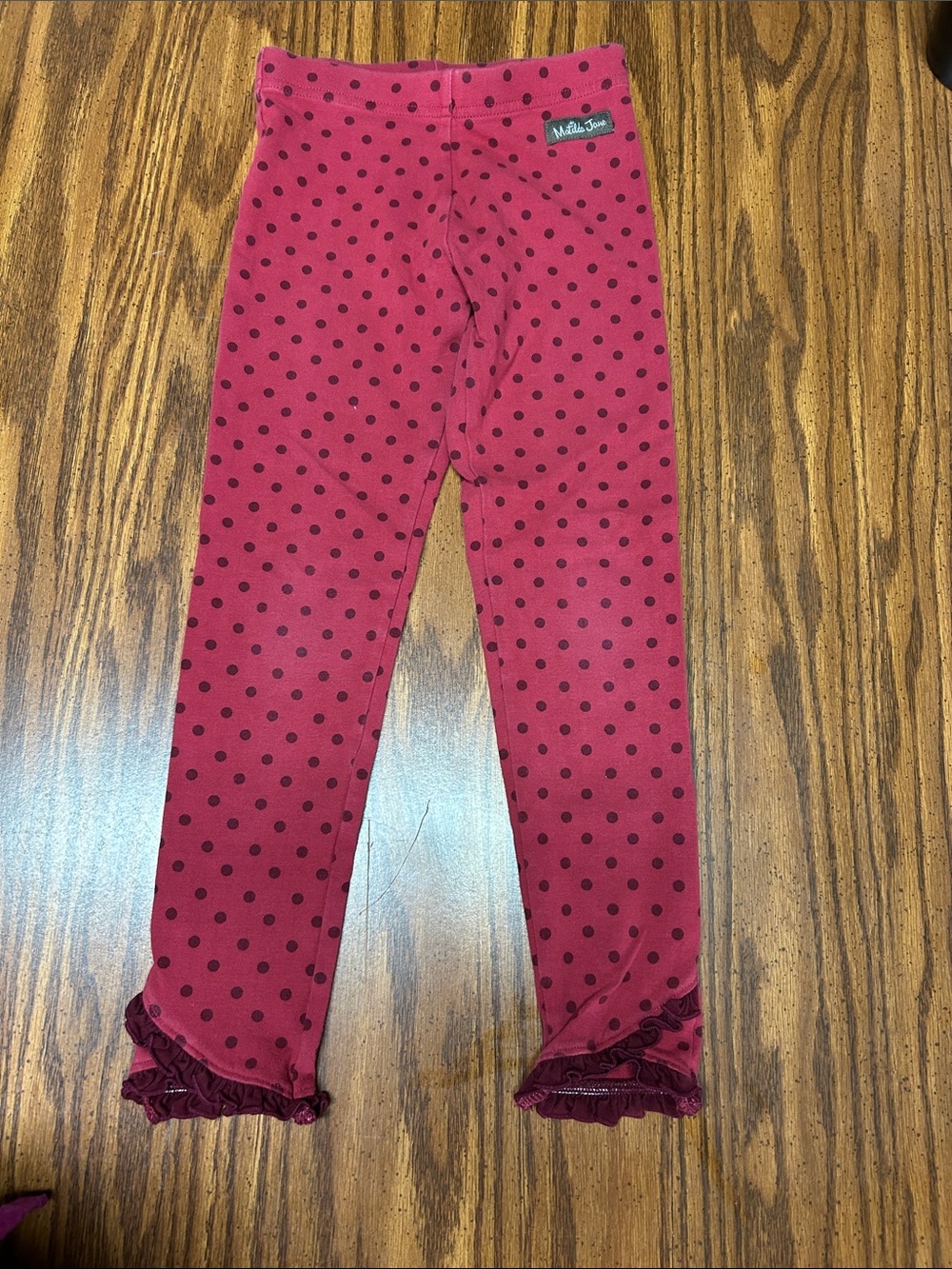 Matilda Jane red with Black Polka Dot Ruffle Leggings